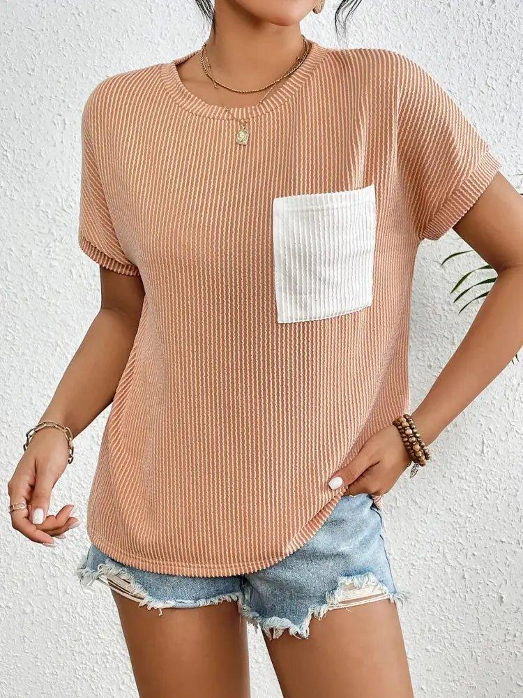 Ribbed Contrast Pocket T-Shirt - Update AvenueT-ShirtsTrendsi10010017916043110010017916043164eb7003f2fa4d31b698e6a7cd3be3ad - Max - OriginGinger Yellow