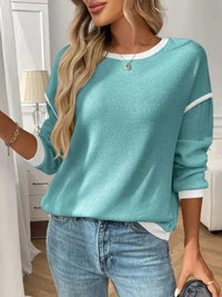 Ribbed Contrast Trim Long Sleeve Top - Update AvenueT-ShirtsTrendsi100100078751410100100078751410d241d529 - 297b - 4426 - 9f4f - 5a7fcf83fcc4 - Max - OriginTeal