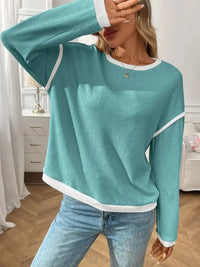 Ribbed Contrast Trim Long Sleeve Top - Update AvenueT-ShirtsTrendsi100100078751410100100078751410fa2506ef - a6d6 - 4838 - 9e24 - 8bd00b14fd49 - Max - OriginTeal