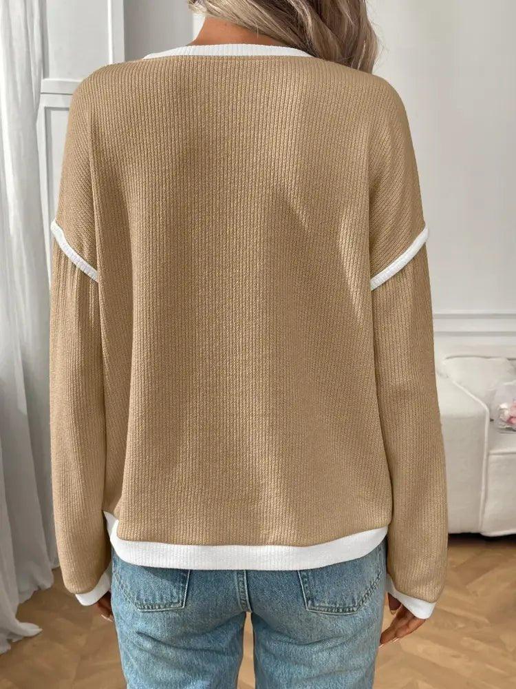 Ribbed Contrast Trim Long Sleeve Top - Update AvenueT-ShirtsTrendsi100100078751904100100078751904717b91fb - d693 - 479b - 97f1 - a68ff703d4f9 - Max - OriginTan