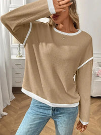 Ribbed Contrast Trim Long Sleeve Top - Update AvenueT-ShirtsTrendsi100100078751904100100078751904012299f5 - b7d9 - 4427 - 9bc4 - 2d3082b8a29d - Max - OriginTan