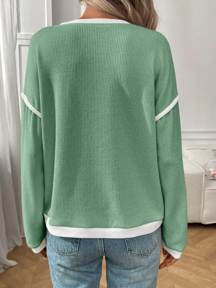 Ribbed Contrast Trim Long Sleeve Top - Update AvenueT-ShirtsTrendsi1001000787524981001000787524981d10f6b6 - a3f5 - 43eb - a4f9 - 8405d5c6d163 - Max - OriginGum Leaf