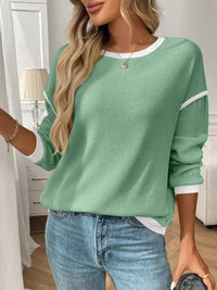 Ribbed Contrast Trim Long Sleeve Top - Update AvenueT-ShirtsTrendsi10010007875249810010007875249857056dfa - ff93 - 41bb - 8238 - f2eaf005fac0 - Max - OriginGum Leaf