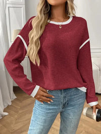 Ribbed Contrast Trim Long Sleeve Top - Update AvenueT-ShirtsTrendsi1001000787529171001000787529176bd4511a - e56b - 4e5c - 97e6 - ea427722d751 - Max - OriginBurgundy