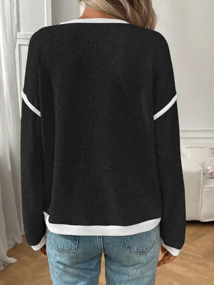 Ribbed Contrast Trim Long Sleeve Top - Update AvenueT-ShirtsTrendsi100100078753453100100078753453d08909ca - f47a - 4c3f - a73b - 897393bd9b1f - Max - OriginBlack