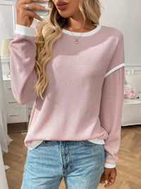 Ribbed Contrast Trim Long Sleeve Top - Update AvenueT-ShirtsTrendsi100100078754062100100078754062b308b1d2 - 1175 - 4367 - a38a - 96411788c42b - Max - OriginBlush Pink