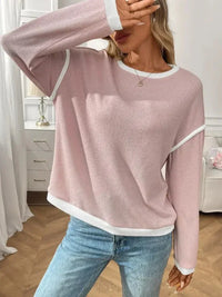 Ribbed Contrast Trim Long Sleeve Top - Update AvenueT-ShirtsTrendsi10010007875406210010007875406200415ab2 - 27f7 - 43aa - 94bc - 8a9f32fd1e4d - Max - OriginBlush Pink