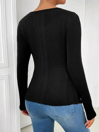 Ribbed Cutout Long Sleeve T-Shirt - Update AvenueT-ShirtsTrendsi10010048572182910010048572182982d9a19030c14b90abf09549710b5e67 - Max - OriginBlack