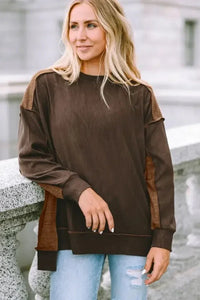 Ribbed Exposed Seam Dropped Shoulder Blouse - Update AvenueTrendsi100101846567068100101846567068dc79cfa4b22b4c289dd9e790d5fbc486 - MaxChestnut