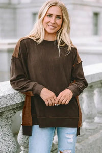 Ribbed Exposed Seam Dropped Shoulder Blouse - Update AvenueTrendsi10010184656706810010184656706838e75bb6 - 77f2 - 4d33 - 86da - 0050aca1d01c - MaxChestnut