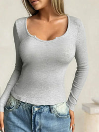 Ribbed Knit Long Sleeve T-Shirt - Update AvenueT-ShirtsTrendsi10010094514127010010094514127062022a3a - 1b6e - 4453 - 815f - def58accbd17 - Max - OriginGray