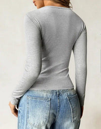 Ribbed Knit Long Sleeve T-Shirt - Update AvenueT-ShirtsTrendsi1001009451412701001009451412701806b813 - 78e6 - 4687 - adc5 - 13b402a2b076 - Max - OriginGray