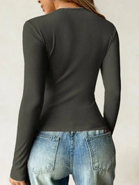 Ribbed Knit Long Sleeve T-Shirt - Update AvenueT-ShirtsTrendsi100100945142128100100945142128765ddbf7 - a920 - 4d37 - a093 - a87136de1a59 - Max - OriginDark Gray