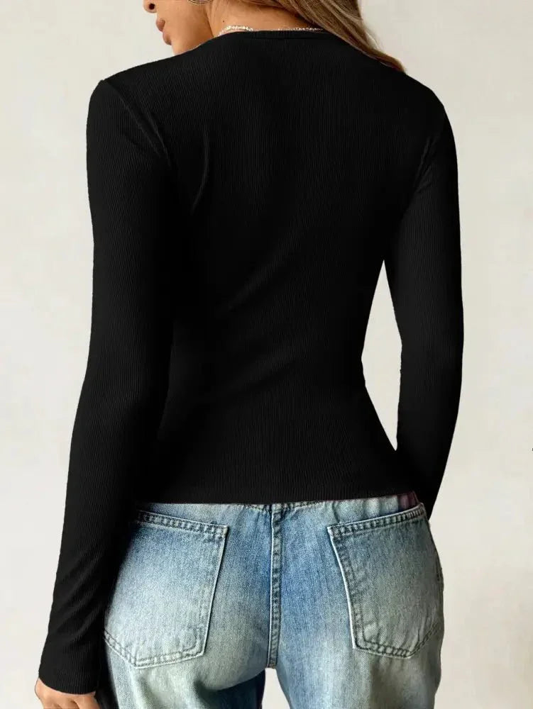 Ribbed Knit Long Sleeve T-Shirt - Update AvenueT-ShirtsTrendsi1001009451429621001009451429624fc9177a - a901 - 4c48 - 89e4 - e1c24426ddb1 - Max - OriginBlack