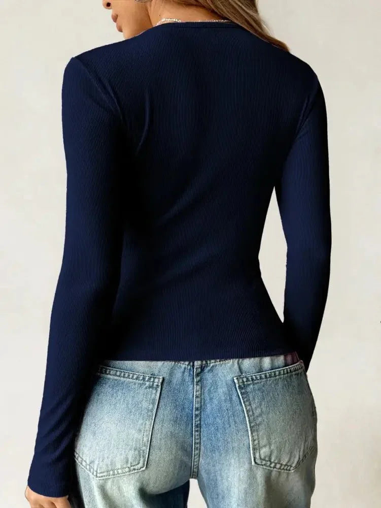 Ribbed Knit Long Sleeve T-Shirt - Update AvenueT-ShirtsTrendsi1001009451499791001009451499798d18a7bd - 0d4b - 420f - 944d - ca323ab15c86 - Max - OriginDark Blue