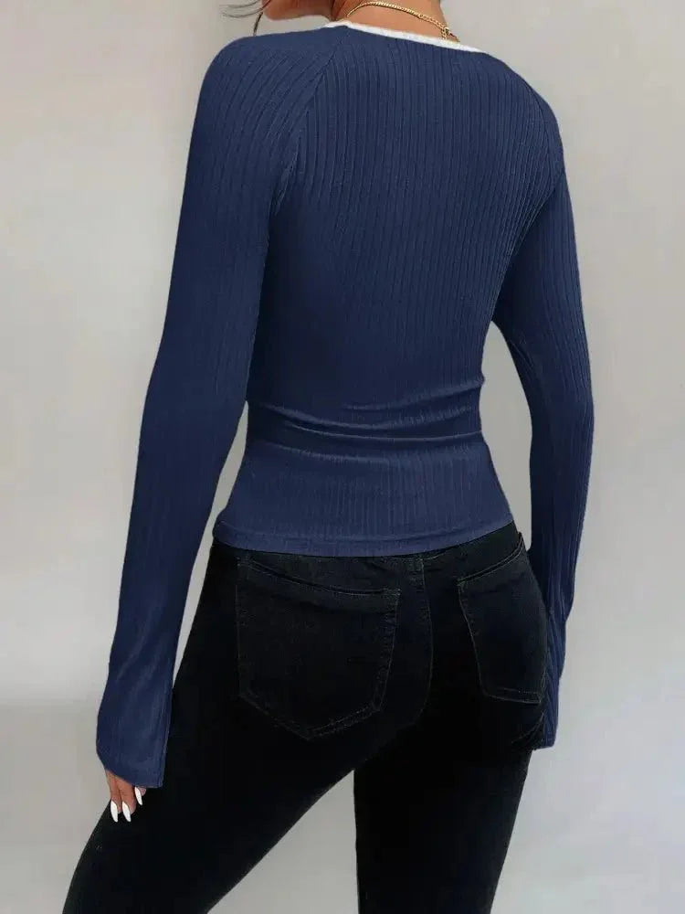 Ribbed Long Sleeve Fitted T-Shirt - Update AvenueT-ShirtsTrendsi1001004356032691001004356032690e90d809 - c6cc - 43db - b8f4 - 1eb5c1da94dd - Max - OriginDark Blue