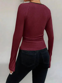 Ribbed Long Sleeve Fitted T-Shirt - Update AvenueT-ShirtsTrendsi100100435608499100100435608499c3b181715f894b2081a606012fa4aa8e - Max - OriginBurgundy