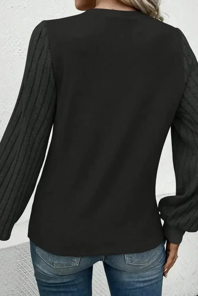 Ribbed Round Neck Long Sleeve Knit Top - Update AvenueTrendsi1001017684616901001017684616908abec264 - 0d1f - 4ece - 94b4 - e63863233487 - MaxBlack