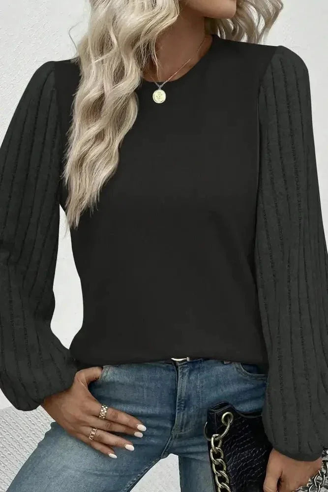 Ribbed Round Neck Long Sleeve Knit Top - Update AvenueTrendsi1001017684616901001017684616901e19e013 - 198e - 47b1 - 8c8c - 2eb1745e118c - MaxBlack