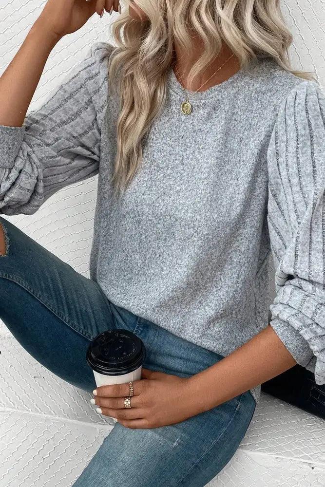 Ribbed Round Neck Long Sleeve Knit Top - Update AvenueTrendsi1001017684684761001017684684765727b742d4b14e0688759cfdaf803aae - MaxDark Gray