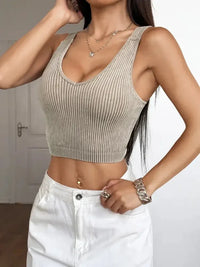 Ribbed Scoop Neck Crop Tank Top - Update AvenueTrendsi10010088406149710010088406149796d048a2c7b148f189e40f674a59b7a5 - Max - OriginKhaki