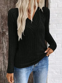 Ribbed V - Neck Long Sleeve Knit T-Shirt - Update AvenueT-ShirtsTrendsi100100041153780100100041153780f81528668bcf454a84a1d5a026096b09 - Max - OriginBlack