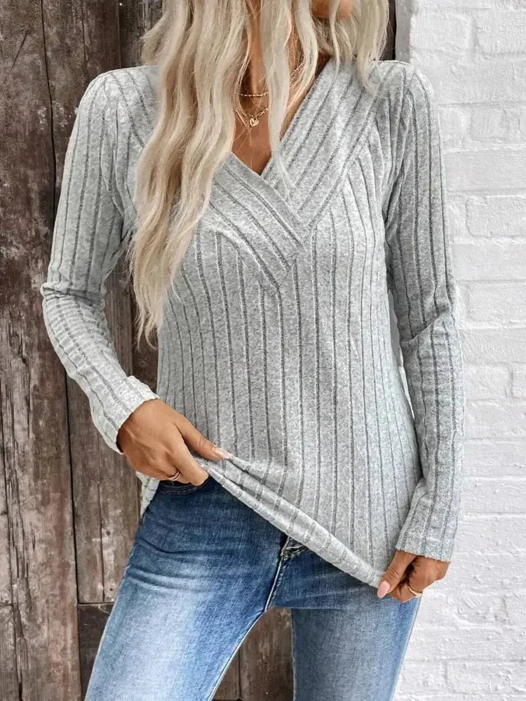 Ribbed V - Neck Long Sleeve Knit T-Shirt - Update AvenueT-ShirtsTrendsi1001000411585981001000411585989f227edca9be403f810a8a3c8abe3e2e - Max - OriginGrey