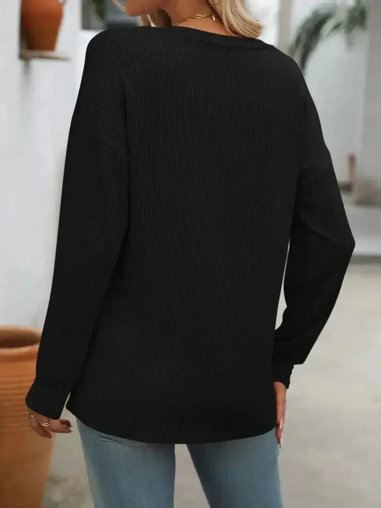Ribbed V - Neck Long Sleeve T-Shirt - Update AvenueT-ShirtsTrendsi1001002643416721001002643416729d87f360 - 0aac - 4125 - ace1 - 1ca5606c1e7f - Max - OriginBlack