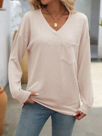 Ribbed V - Neck Long Sleeve T-Shirt - Update AvenueT-ShirtsTrendsi100100264346084100100264346084c20b7919 - bf78 - 4be9 - b39c - 6612143fb1db - Max - OriginBeige
