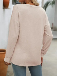 Ribbed V - Neck Long Sleeve T-Shirt - Update AvenueT-ShirtsTrendsi100100264346084100100264346084c06df901 - a3cf - 489e - a7af - 23c426e8d5e5 - Max - OriginBeige