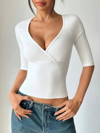 Ribbed Wrap Half Sleeve T-Shirt - Update AvenueT-ShirtsTrendsi1001001120364881001001120364884fbd81bdb5d64d479530bcaac1ee3470 - Max - OriginWhite