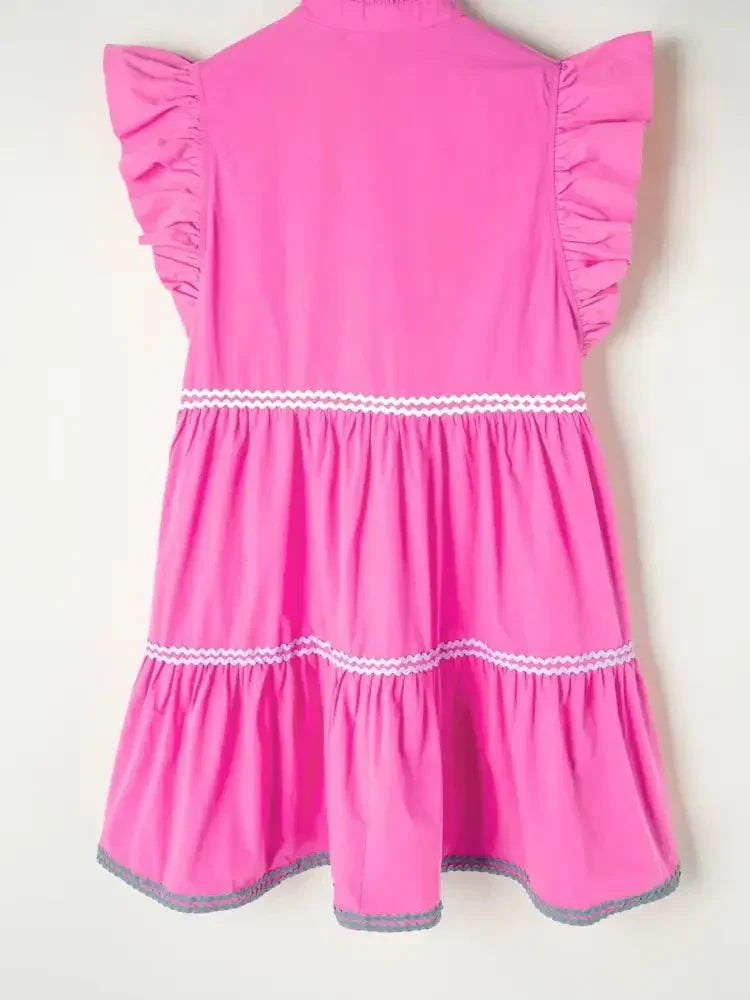 Ric Rac Colorblock Flutter Sleeve Tiered Dress - Update AvenueTrendsi100100297417761100100297417761003d7ee1 - db2a - 4465 - a626 - f9fdc1db0980 - Max - OriginFuchsia Pink