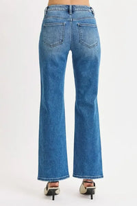 RISEN Full Size High Rise Ankle Straight Front Body Distressed Jeans Plus Size