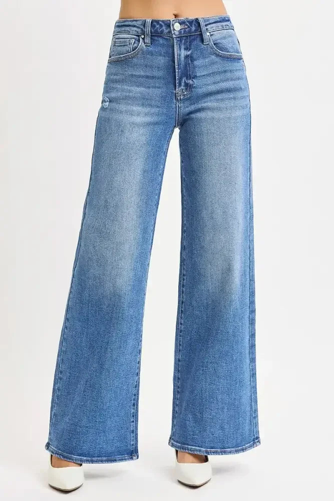 RISEN Full Size High Rise Wide Leg Jeans Plus Size