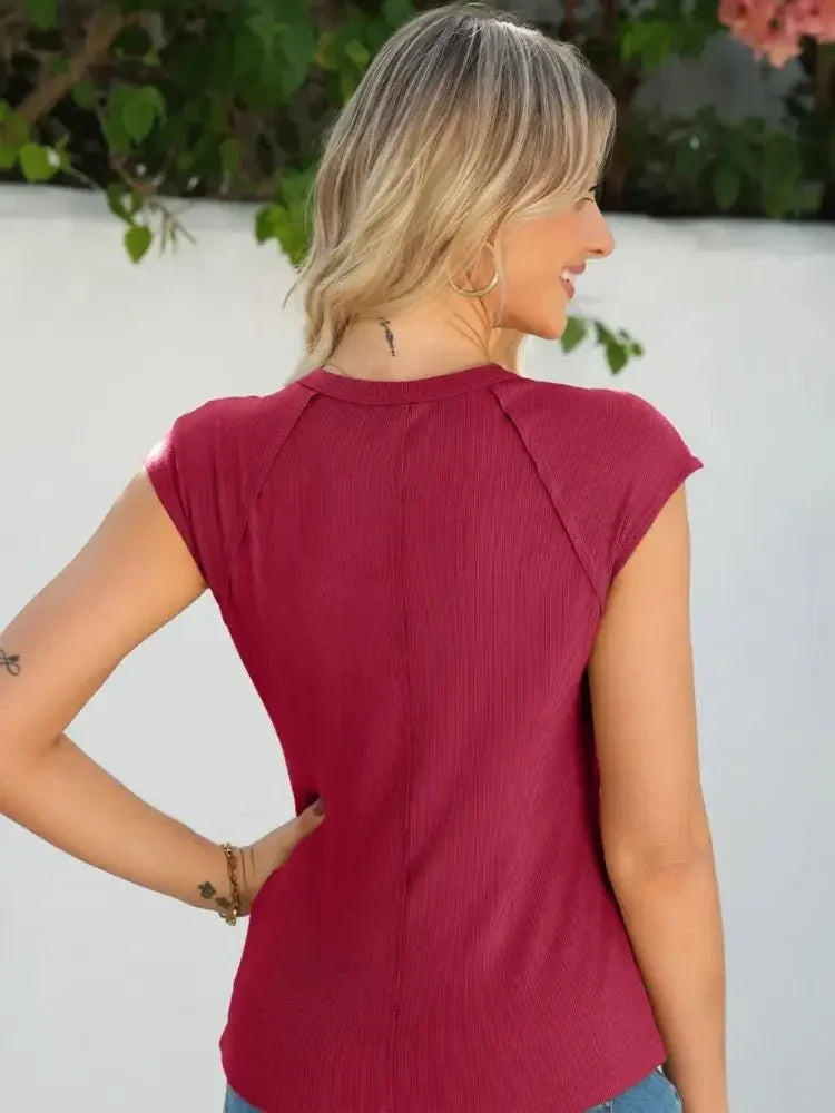 Round Neck Cap Sleeve T-Shirt - Update AvenueT-ShirtsTrendsi1001000222717861001000222717864d680d32 - 077c - 4dad - b066 - c2f0a5e7d364 - Max - OriginBurgundy
