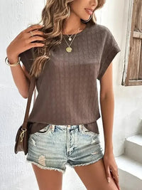 Round Neck Cap Sleeve T-Shirt - Update AvenueT-ShirtsTrendsi100100669891111100100669891111f756545f - d87c - 4fd0 - 9c44 - 29caab44c59c - Max - OriginBrown
