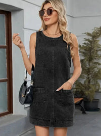 Round Neck Denim Overall Dress - Update AvenueDenim Dresses & SkirtsTrendsi1001004713870691001004713870697bd84876 - da1a - 41f6 - a91b - ff962163b63e - Max - OriginBlack