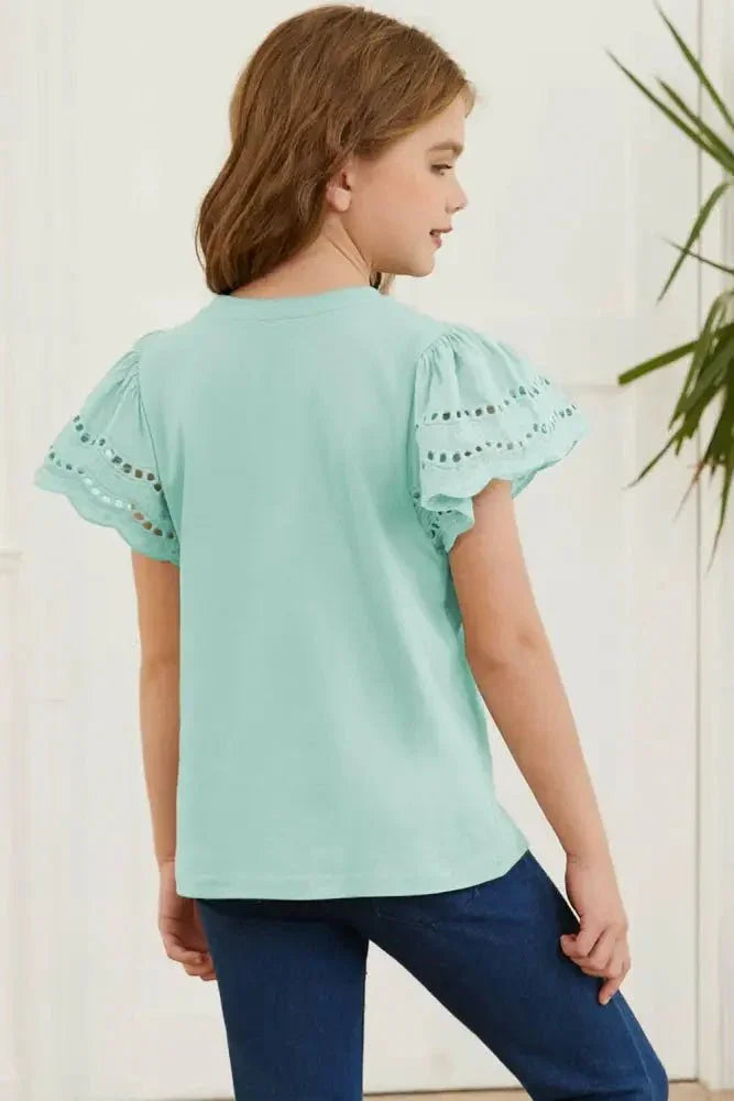 Round Neck Flutter Sleeve T-Shirt - Update AvenueKidsTrendsi1009007984581301009007984581309e521847607e464bbf5fa49056630f05 - MaxGum Leaf