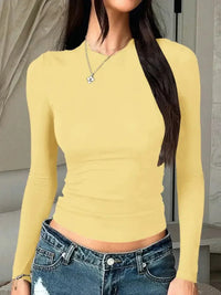 Round Neck Long Sleeve Fitted T-Shirt - Update AvenueT-ShirtsTrendsi1001002654813591001002654813591ef4252bb00b4ec1836c436272876b73 - Max - OriginYellow