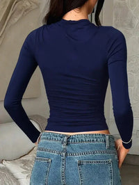 Round Neck Long Sleeve Fitted T-Shirt - Update AvenueT-ShirtsTrendsi1001002654832531001002654832532affff962ca14508905a97249dffa692 - Max - OriginNavy Blue