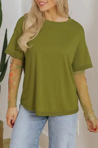 Round Neck Mesh Long Sleeve T-Shirt - Update AvenueT-ShirtsTrendsi1001006314118451001006314118456702079c - 85f6 - 4eaf - b6c7 - a9d6081a0ece - Max - OriginMatcha Green
