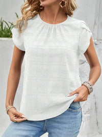 Round Neck Petal Sleeve Top - Update AvenueT-ShirtsTrendsi100100086971225100100086971225c506cc61 - a47d - 4548 - 9d60 - 55ca2679cceb - Max - OriginWhite