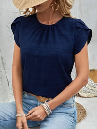 Round Neck Petal Sleeve Top - Update AvenueT-ShirtsTrendsi100100086971658100100086971658f9647b49 - 19fa - 4309 - ba87 - caf733820d3a - Max - OriginDark Blue