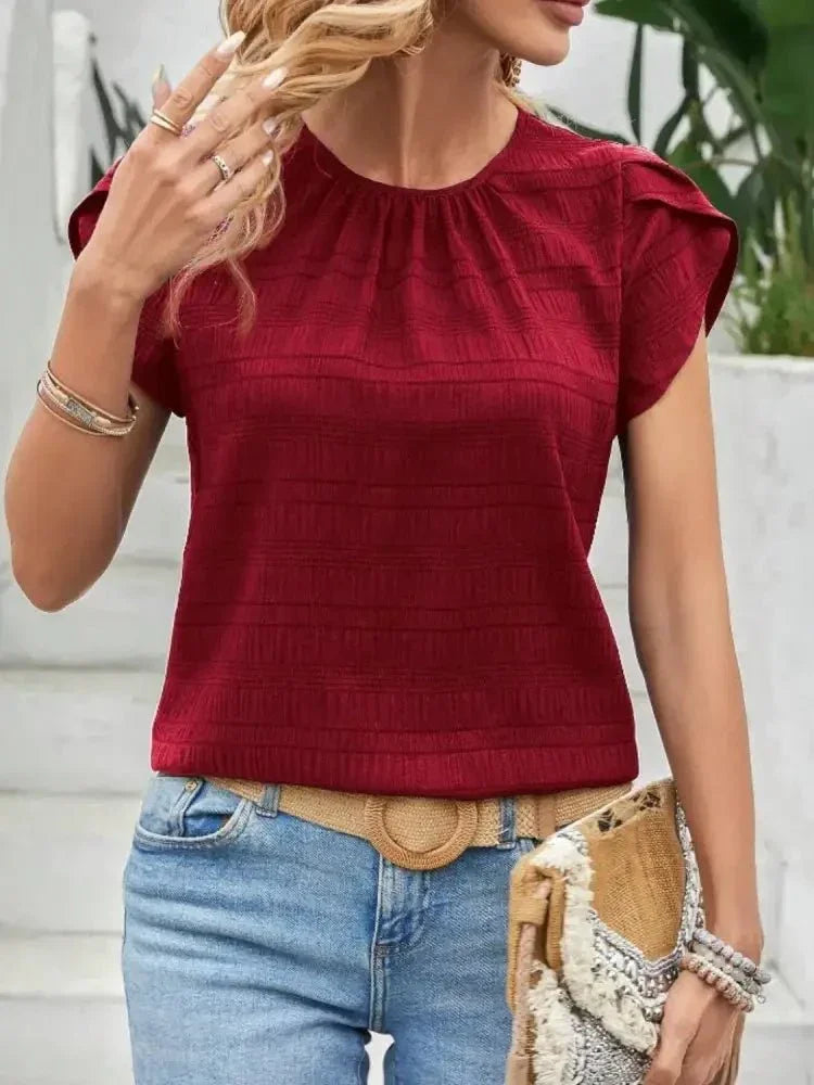 Round Neck Petal Sleeve Top - Update AvenueT-ShirtsTrendsi100100086973154100100086973154e1605183 - e811 - 4ffa - 8a1b - a2d39bc44a19 - Max - OriginBurgundy