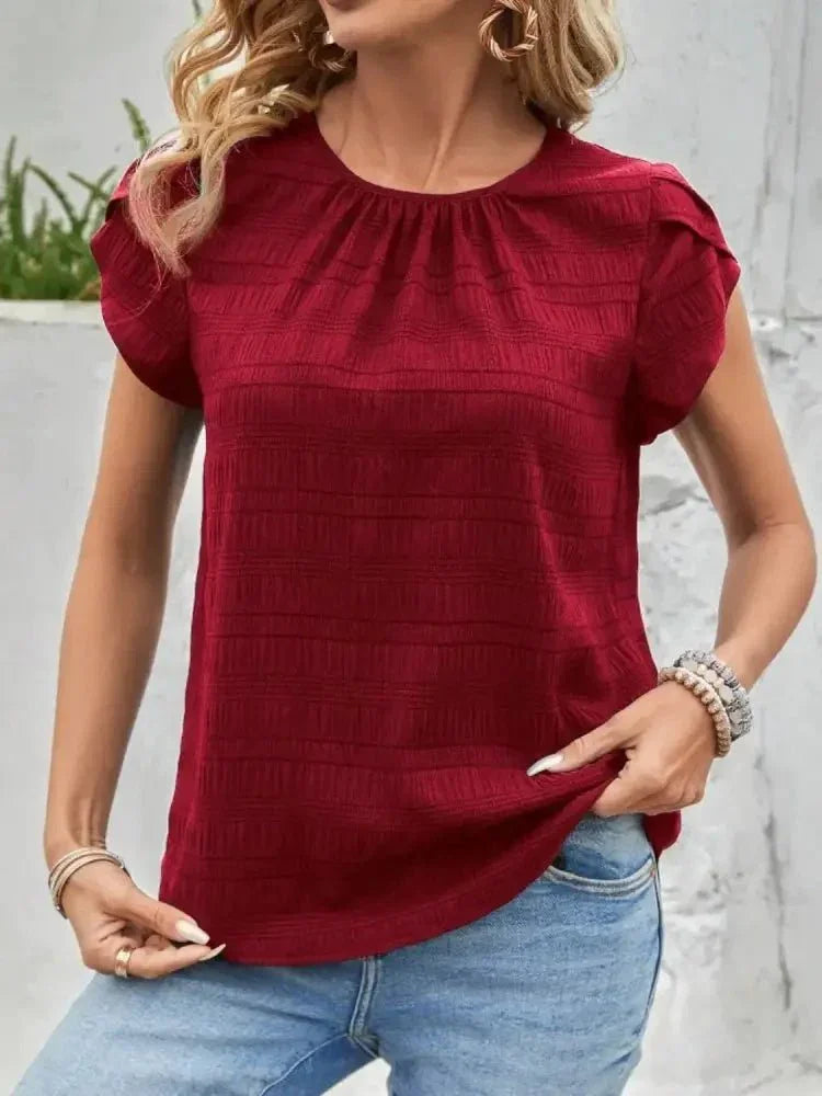 Round Neck Petal Sleeve Top - Update AvenueT-ShirtsTrendsi10010008697315410010008697315403f5634c - f574 - 4a81 - b68b - f9dff1a90e5e - Max - OriginBurgundy