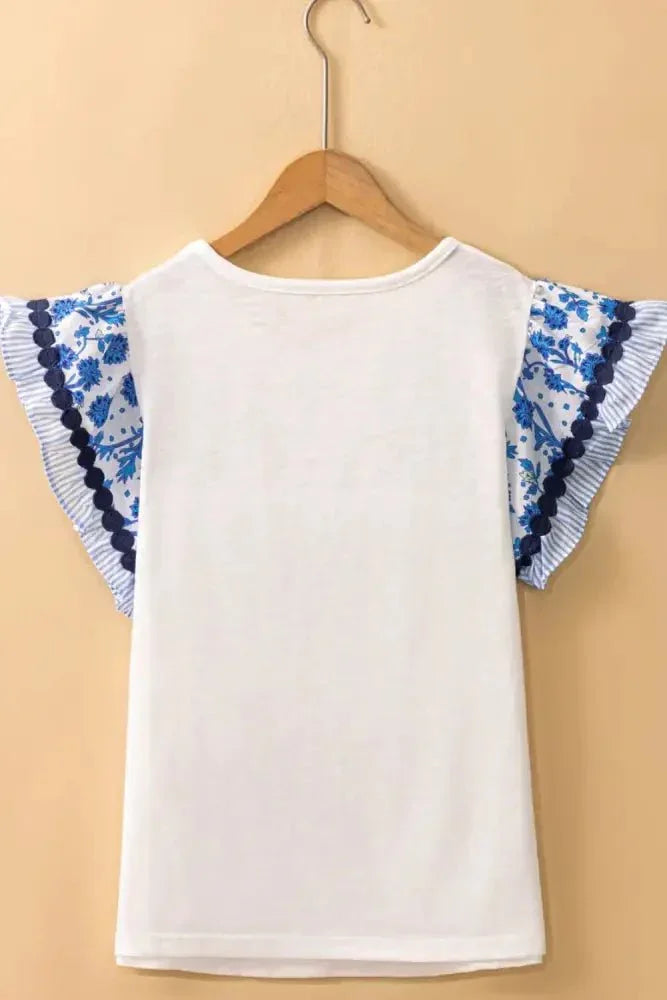 Round Neck Printed Ruffled Cap Sleeve Blouse - Update AvenueBoho VibesTrendsi100100779035208100100779035208bbc220cd - 3b1f - 4bc0 - 83bb - 027c49e0294c - MaxWhite