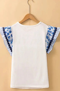 Round Neck Printed Ruffled Cap Sleeve Blouse - Update AvenueBoho VibesTrendsi100100779035208100100779035208bbc220cd - 3b1f - 4bc0 - 83bb - 027c49e0294c - MaxWhite