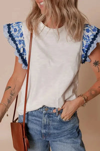 Round Neck Printed Ruffled Cap Sleeve Blouse - Update AvenueBoho VibesTrendsi1001007790352081001007790352082a4e25ca - e170 - 488f - bb8c - 1686c6f902af - MaxWhite