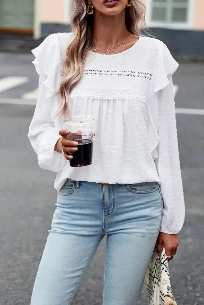 Round Neck Ruffled Blouse - Update AvenueTrendsi1001011259611251001011259611252eb31f76b9164e669ae30a6d0657ad0e - MaxWhite
