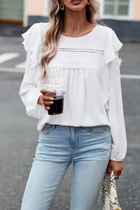 Round Neck Ruffled Blouse - Update AvenueTrendsi1001011259611251001011259611252eb31f76b9164e669ae30a6d0657ad0e - MaxWhite